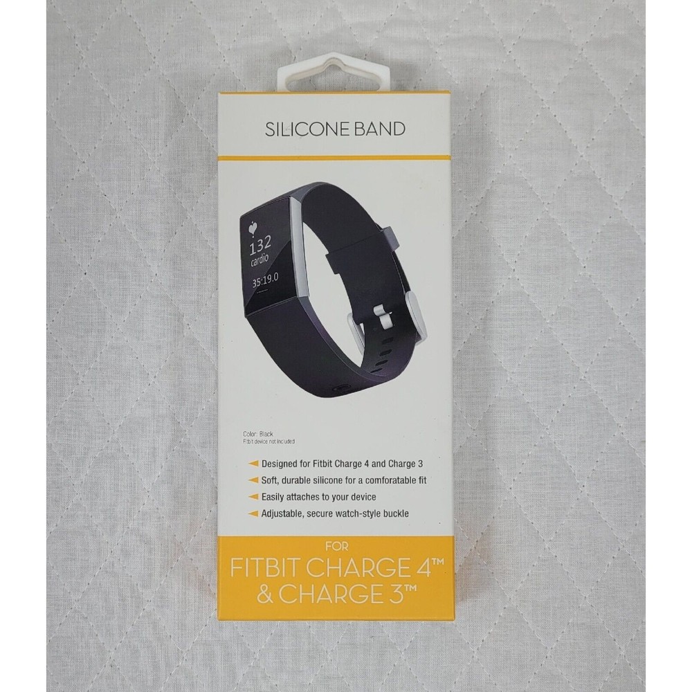 Silicone Band Compatible For Fitbit Charge 3 and Charge 4 Black Wristwatch Band
